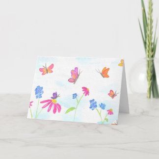 Carte Butterfly & Floral Greeting Card (Blank Inside)
