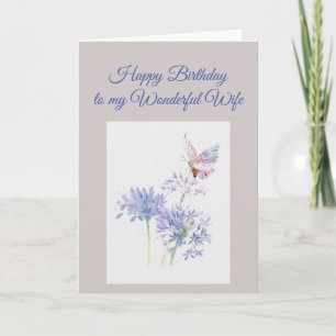Carte Butterfly Garden Flower Birthday Special Wife