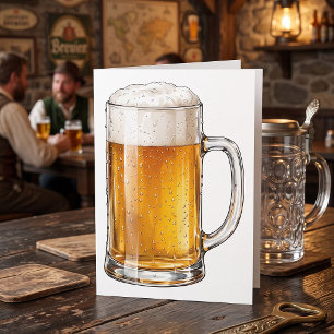 Carte Buveur de chope de bière froide mousseuse