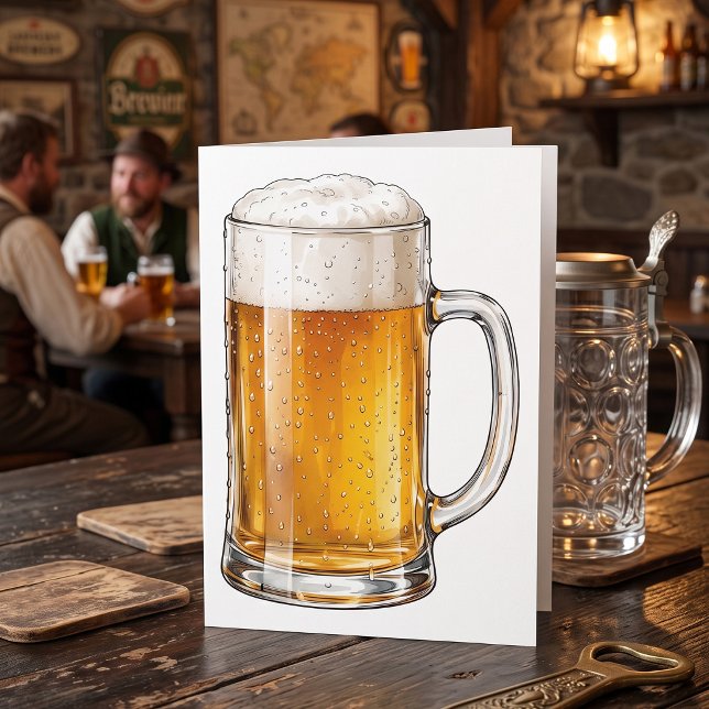 Carte Buveur de chope de bière froide mousseuse (Créateur téléchargé)