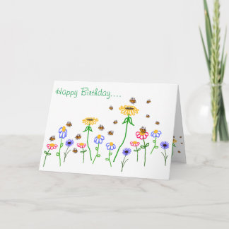 Carte BuzzAboutBees Happy Birthday Bee Garden Greeting