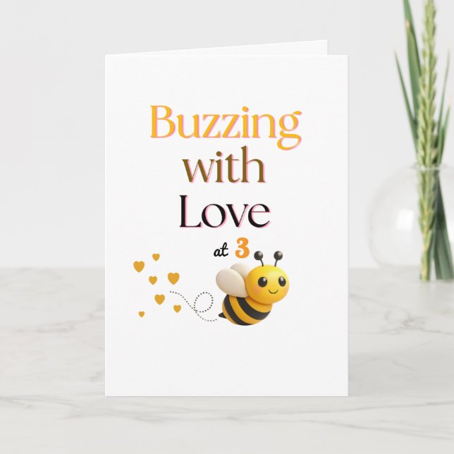 Carte Buzzing with Love Birthday Card – Sweet Bee Design (Devant)