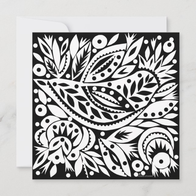 Carte BW Bird Papercut (Devant)