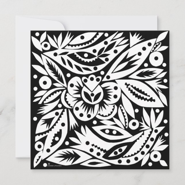 Carte BW Birds Papercut (Devant)