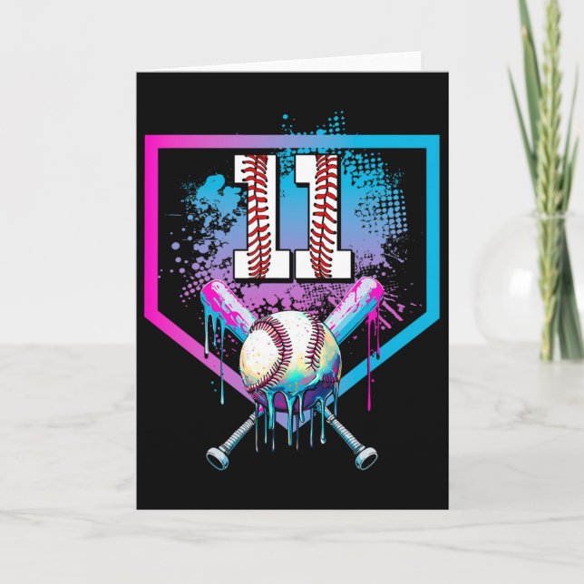 Carte Bysebyll Drip 11e anniversaire Home Plate Garçon J (Devant)