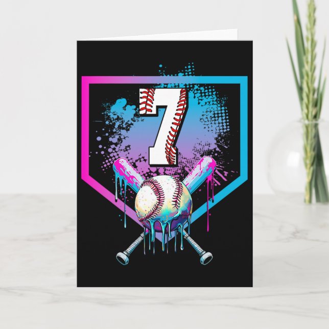 Carte Bysebyll Drip 7e anniversaire Home Plate Garçons J (Devant)