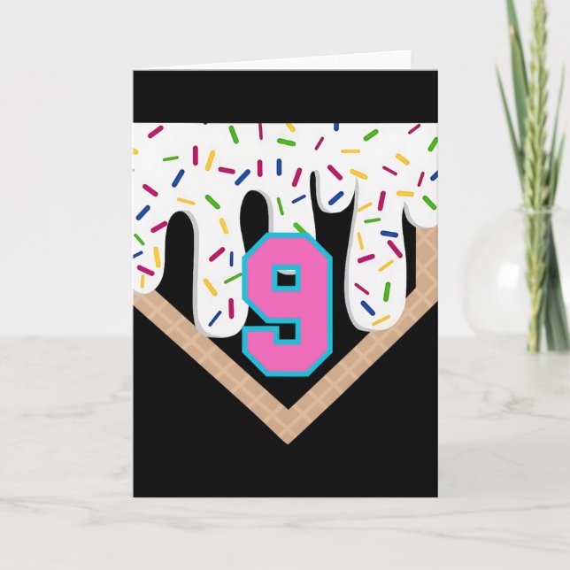 Carte Bysebyll Drip 9e anniversaire Home Plate Garçons J (Devant)