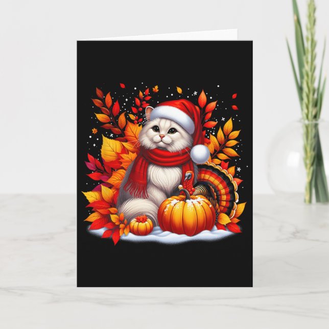 Carte C Est Un Chat D Automne Les Feuilles Tombent Arbre (Devant)