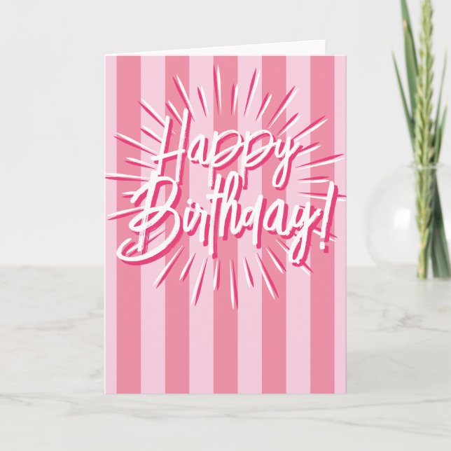 Carte Cabana Stripes "Joyeux Anniversaire" éclate en ros (Devant)