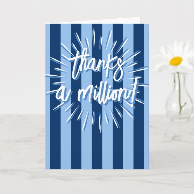 Carte Cabana Stripes "Merci un million" éclate en bleu (Petite plante)