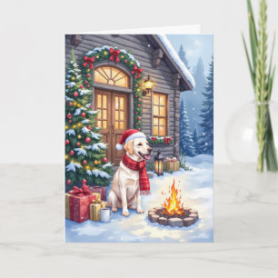 Carte Cabane de Noël confortable Retriever du Labrador V