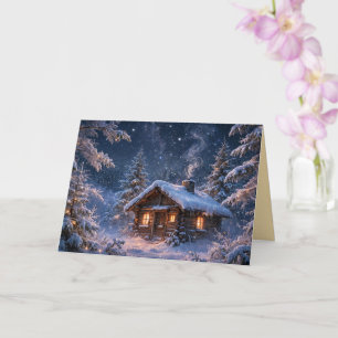 Carte Cabane magique dans les bois par une nuit d'hiver
