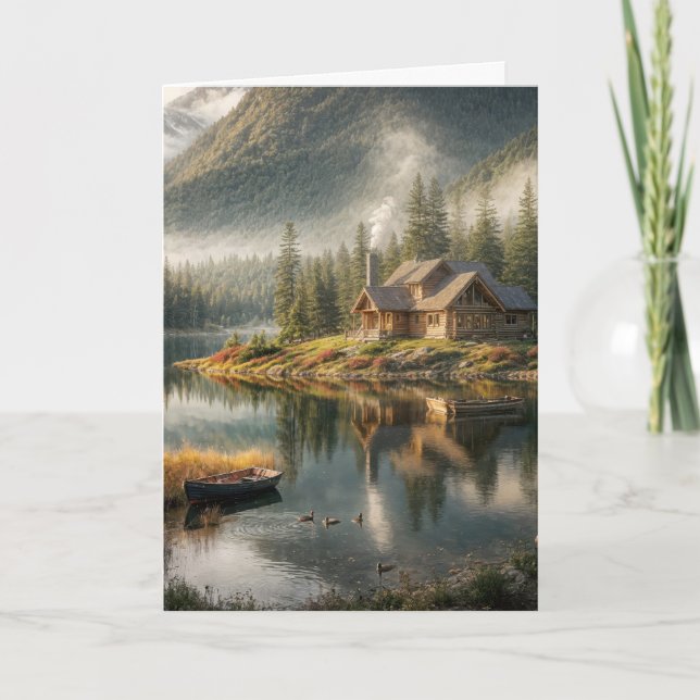 Carte Cabine Mountain Lake Pour Fête des pères (Devant)