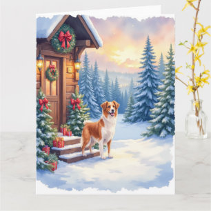 Carte Cabine rustique de Noël en Bretagne, art d'hiver