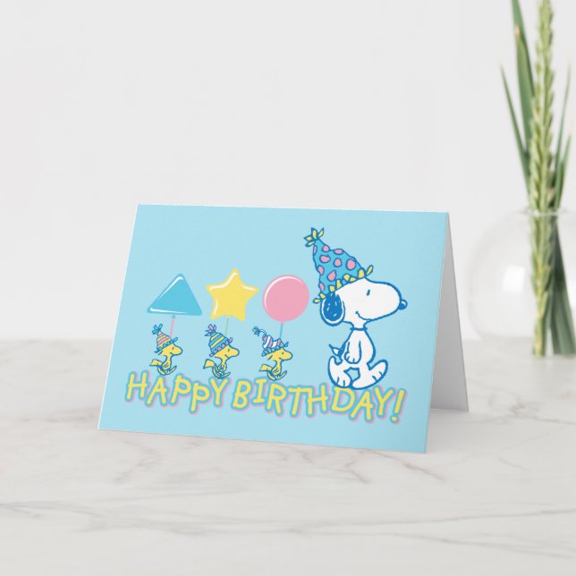 Carte cacahuètes | Joyeux anniversaire Snoopy & Woodstoc (Devant)