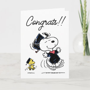 Carte cacahuètes Snoopy & Woodstock Graduation