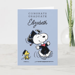 Carte cacahuètes Snoopy & Woodstock Graduation