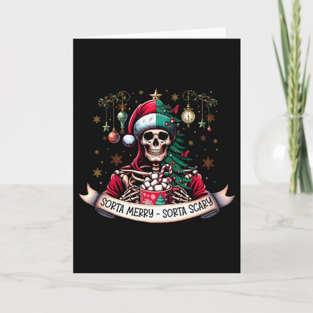 Carte Cacao chaud de Noël squelette plutôt joyeux plutôt (Devant)