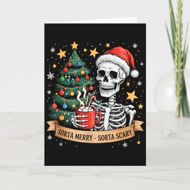 Carte Cacao chaud de squelette rétro plutôt joyeux plutô (Devant)