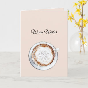 Carte Cacao Flocon de Neige Noël Vœux Chaleureux