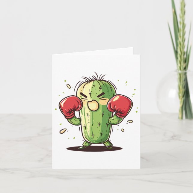 Carte Cactus Boxer Drôle Humoristique Ly Punch (Devant)