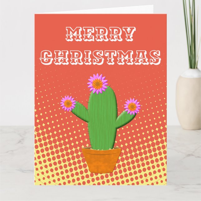 Carte Cactus Cartoon Cute Avec Fleur Rose (Devant)