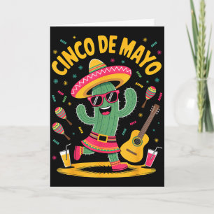 Carte Cactus Cinco De Mayo Chapeau Maracas Musique Fête 