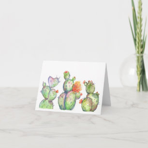 Carte Cactus de désert fleuri à l'aquarelle