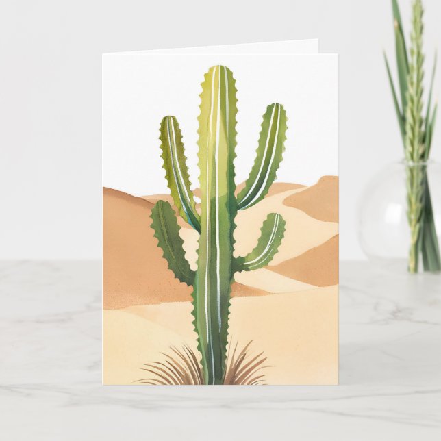 Carte Cactus du désert | Cactus verts à l'aquarelle (Devant)
