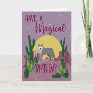 Carte Cactus Loup Magique Anniversaire
