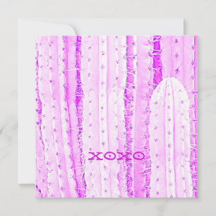 Carte Cactus Saguaro Rose XOXO Photo Art Amusant 