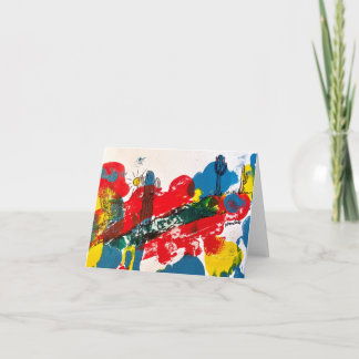 Carte Cactus Saguaro sur une colline, couleurs primaires