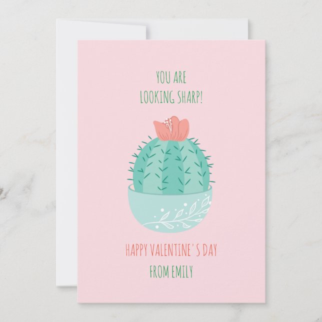 Carte Cactus Succulente Valentine en classe (Devant)