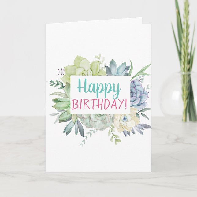 Carte Cactus Succulents Aquarelle (Devant)