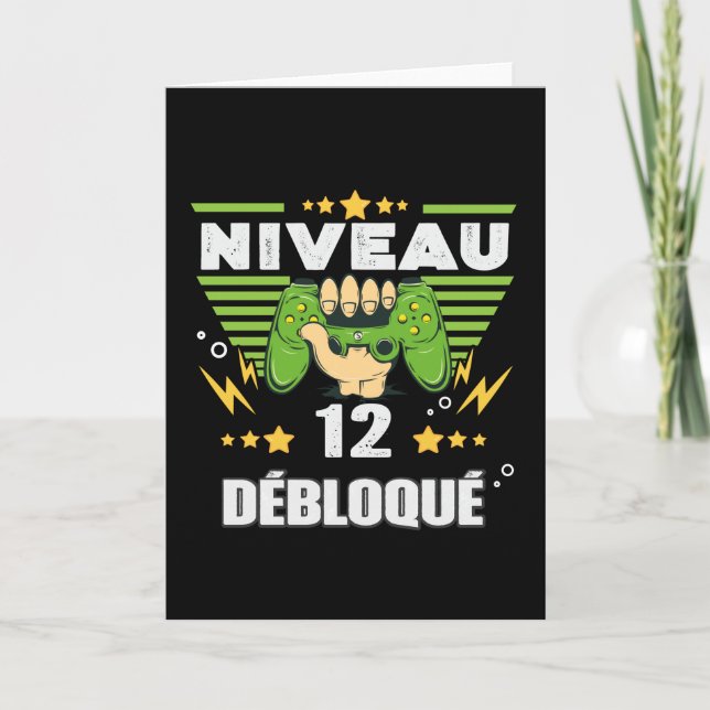 Carte Cadeau 12 ans Anniversaire Gamer Niveau 12 (Devant)
