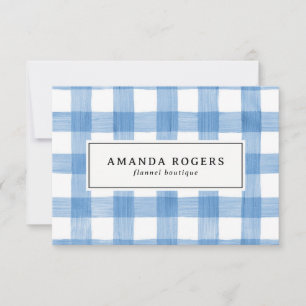 Carte-cadeau à carreaux de buffle aquarelle bleue