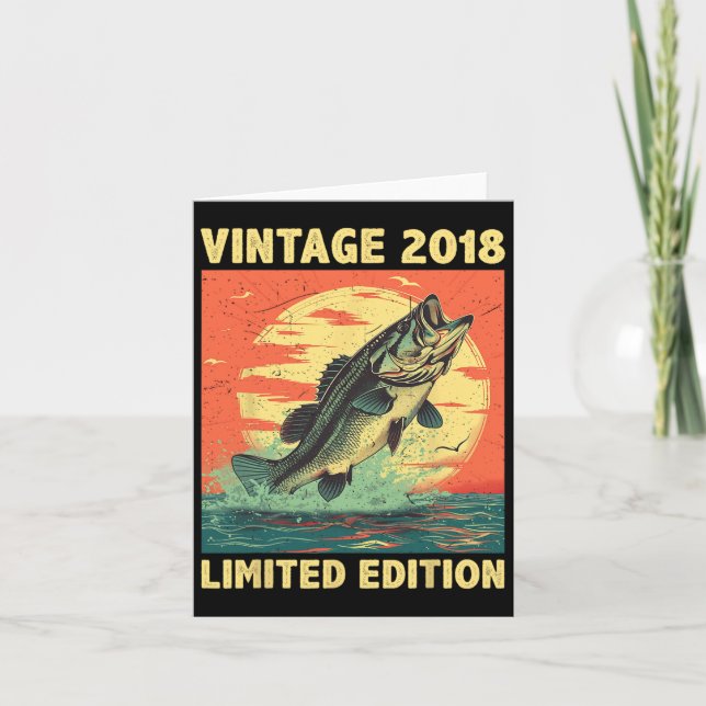 Carte Cadeau Anniversaire 2018 Pêcheur Poisson Né Dans (Devant)