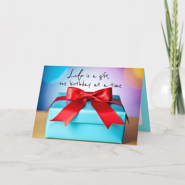 Carte Cadeau Anniversaire Avec Bow Rouge (Devant)