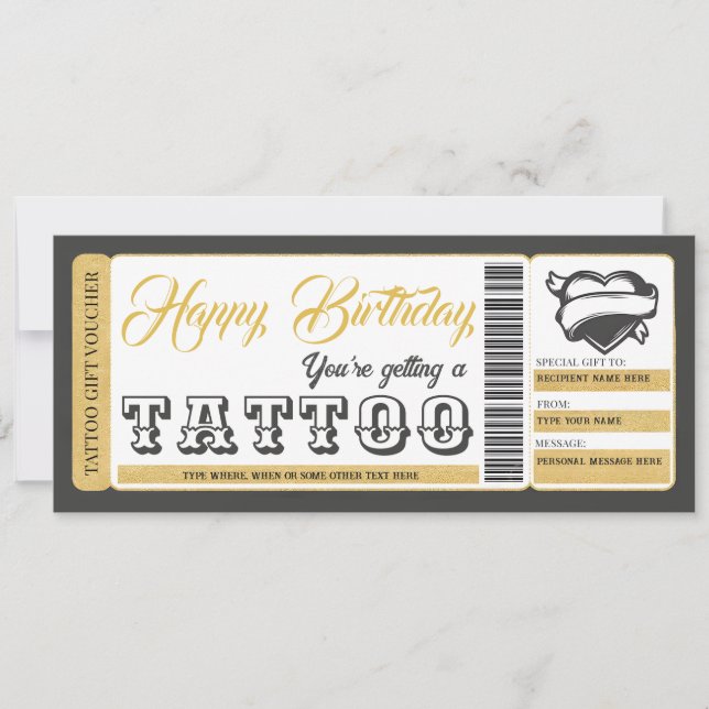 Carte Cadeau Anniversaire Certificat de Tatouage B (Devant)