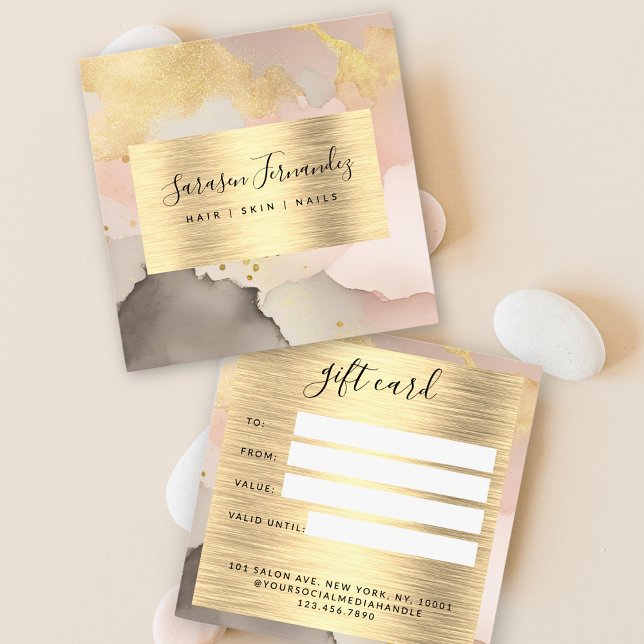 Carte cadeau Aquarelle Faux Gold Foil Black Blush (Créateur téléchargé)