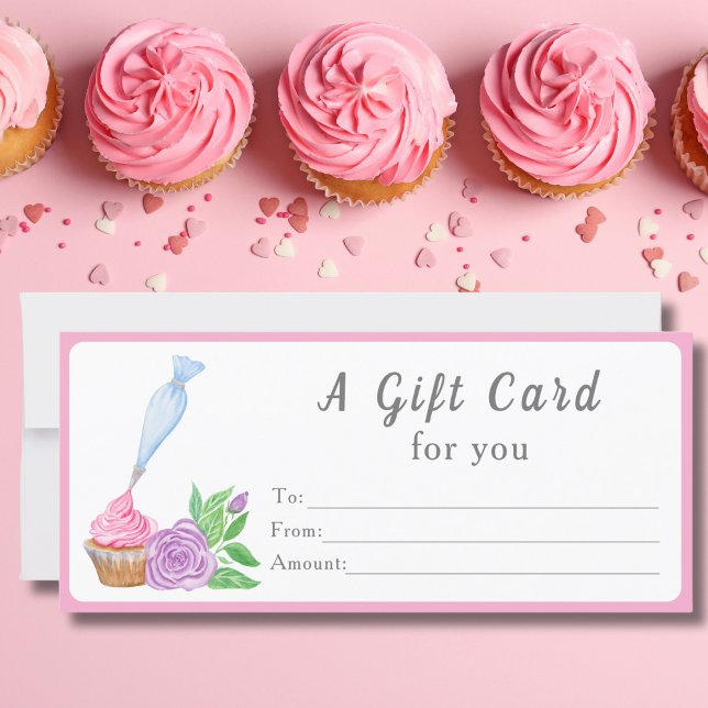 Carte-cadeau Aquarelle Frosting Cupcake Bakery (Créateur téléchargé)