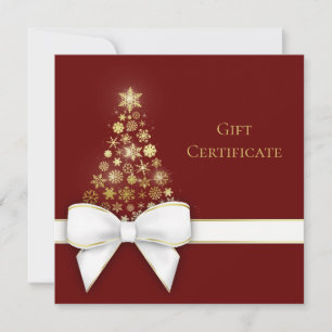 Carte cadeau Arbre de Noël Blanc Bow Gold Snowflak