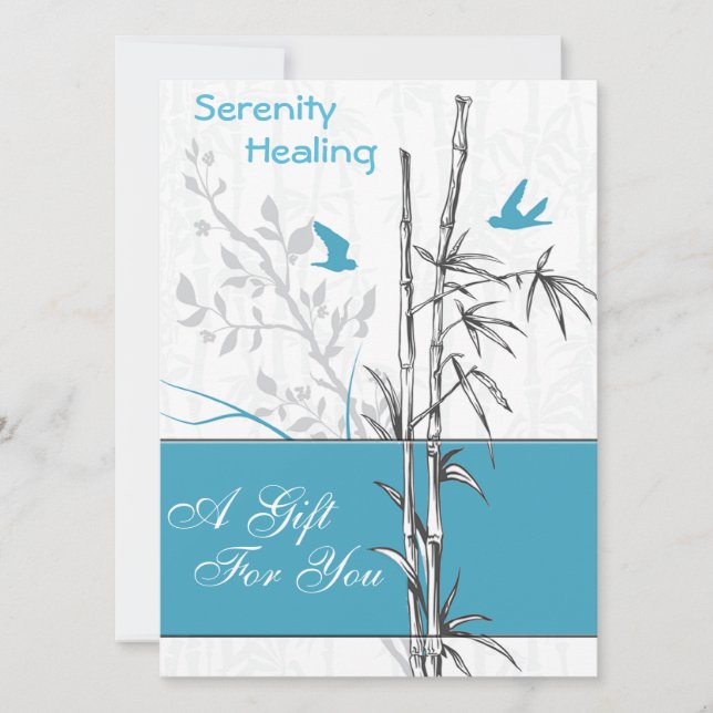 carte cadeau bambou et oiseaux bleus (Devant)