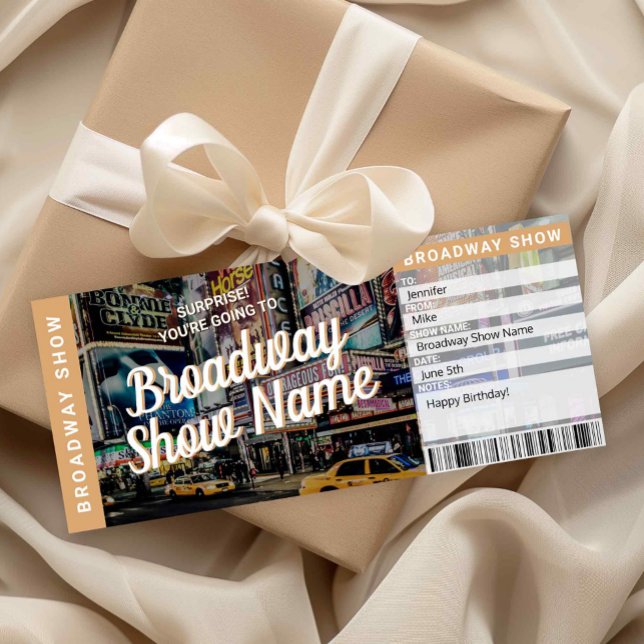 Carte Cadeau Billet de Spectacle Musical Broadway (Surprise Broadway Show Ticket Printable)