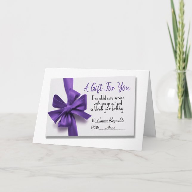 Carte cadeau Birthday Purple Bow (Devant)