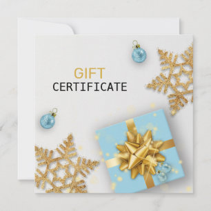 Carte cadeau bleu Gold Snowflakes Christmas Ball