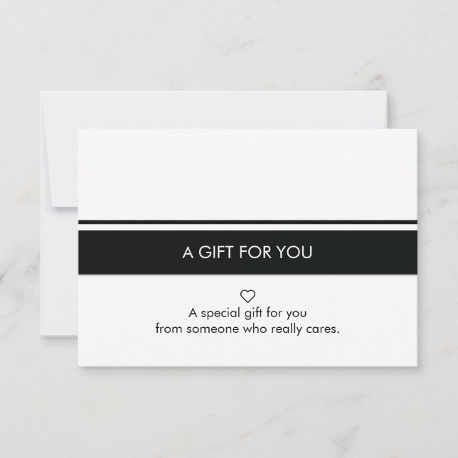 Carte cadeau Bordure simple noire blanche (Devant)