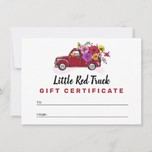 Carte cadeau Camion Vintage rouge & Fleurs