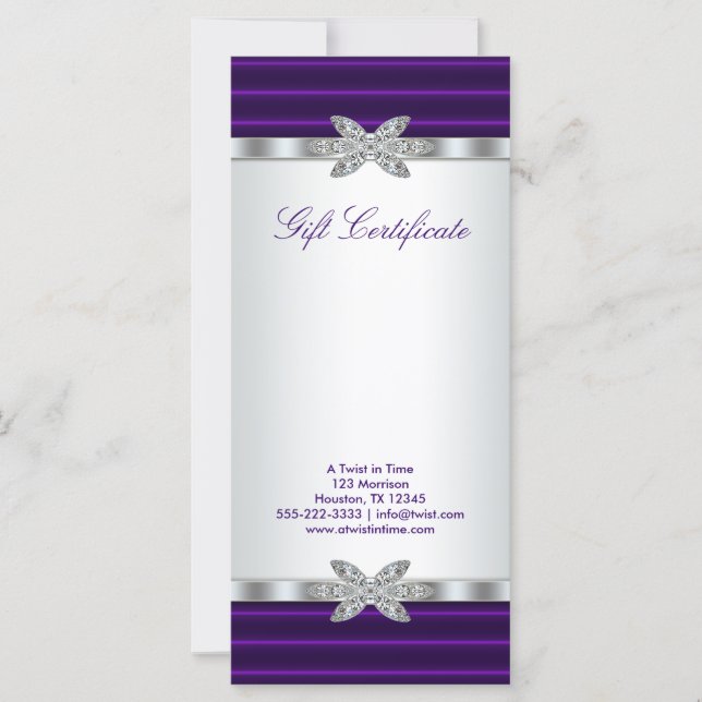 Carte cadeau Certificat Cadeau Entreprise Violet (Devant)