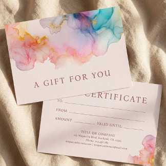 Carte Cadeau Certificat de Pastel à l'Encre Alcool